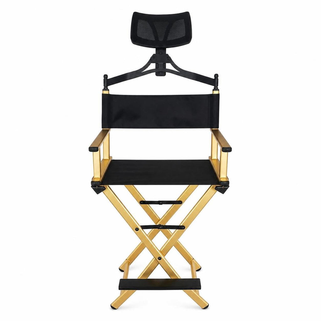 Aluminum Folding Director Chair with Headrest, Adjustable Height, Side Tray and Phone Holder U348331