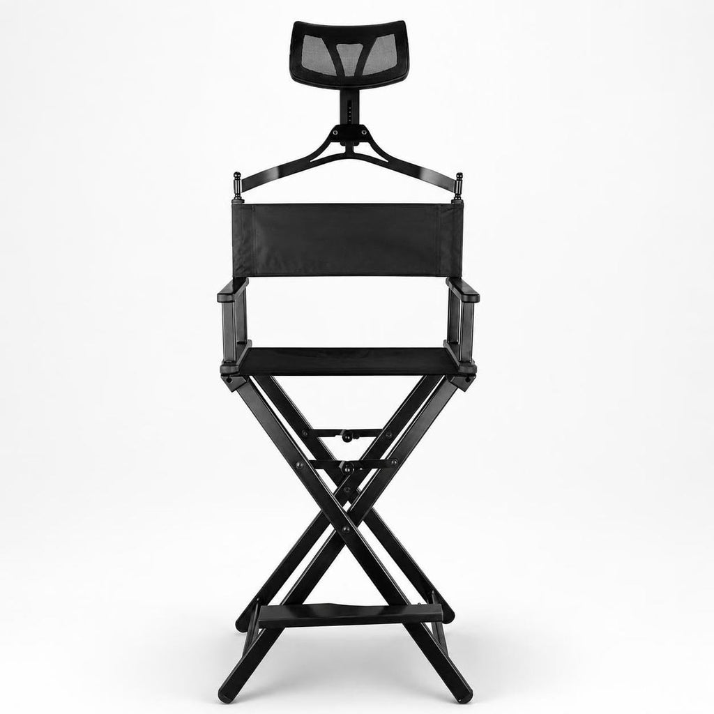 Aluminum Folding Director Chair with Headrest, Adjustable Height, Side Tray and Phone Holder U348331