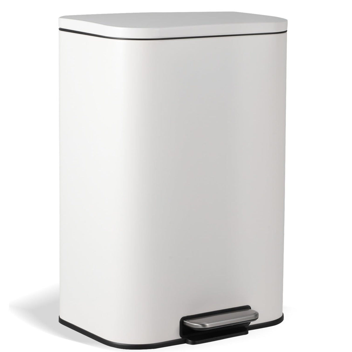 13.2 Gallon White Stainless Steel Step Trash Can O9750