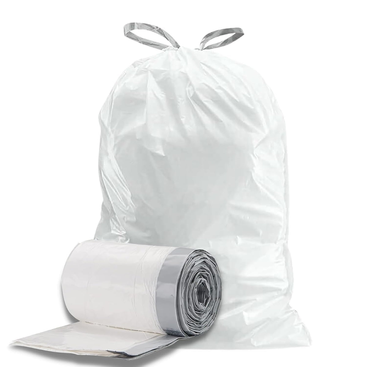 White 8-9 Gallon Drawstring Trash Bags, 100 Count S510609