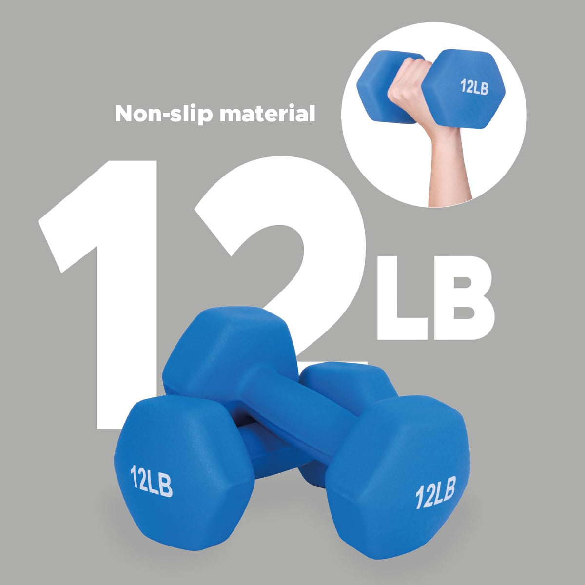 12lb Neoprene Dumbbell Hand Weights Set of 2 B25837