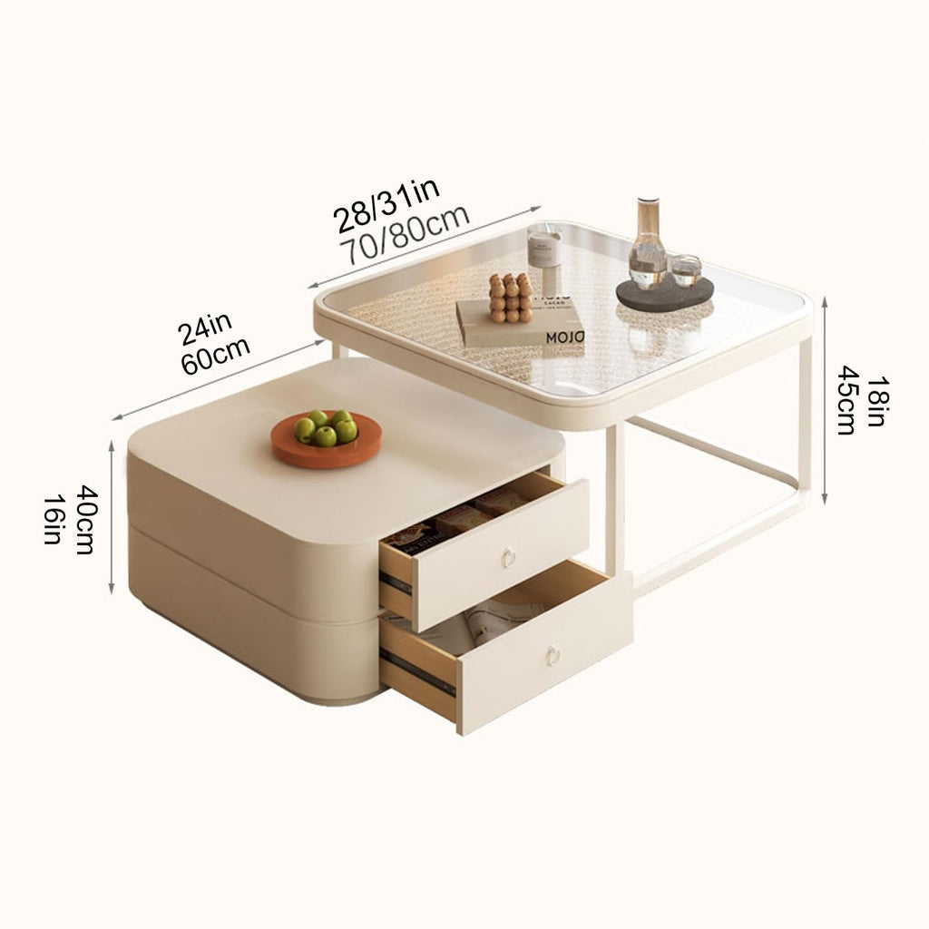 Brown Square Glass Nesting Coffee Table Set of 2 P412500