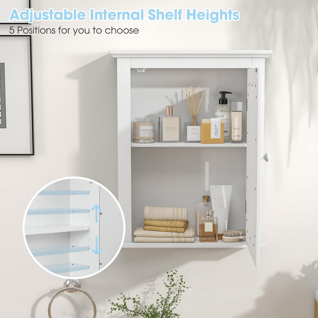 White Wall Mounted Medicine Cabinet with Mirror U14297