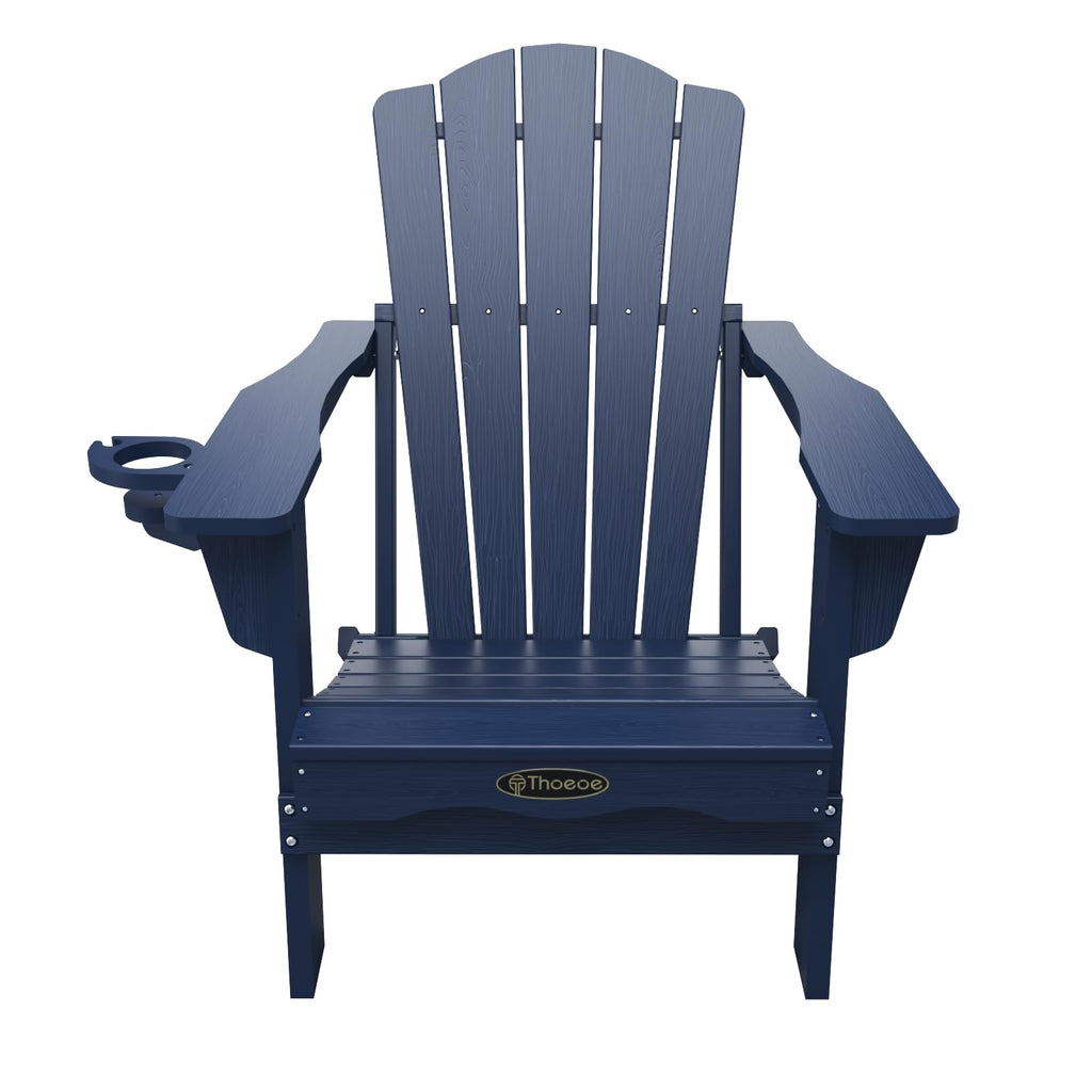 Folding Adirondack Chair Set of 2 HDPE All-Weather Outdoor Chair L124002