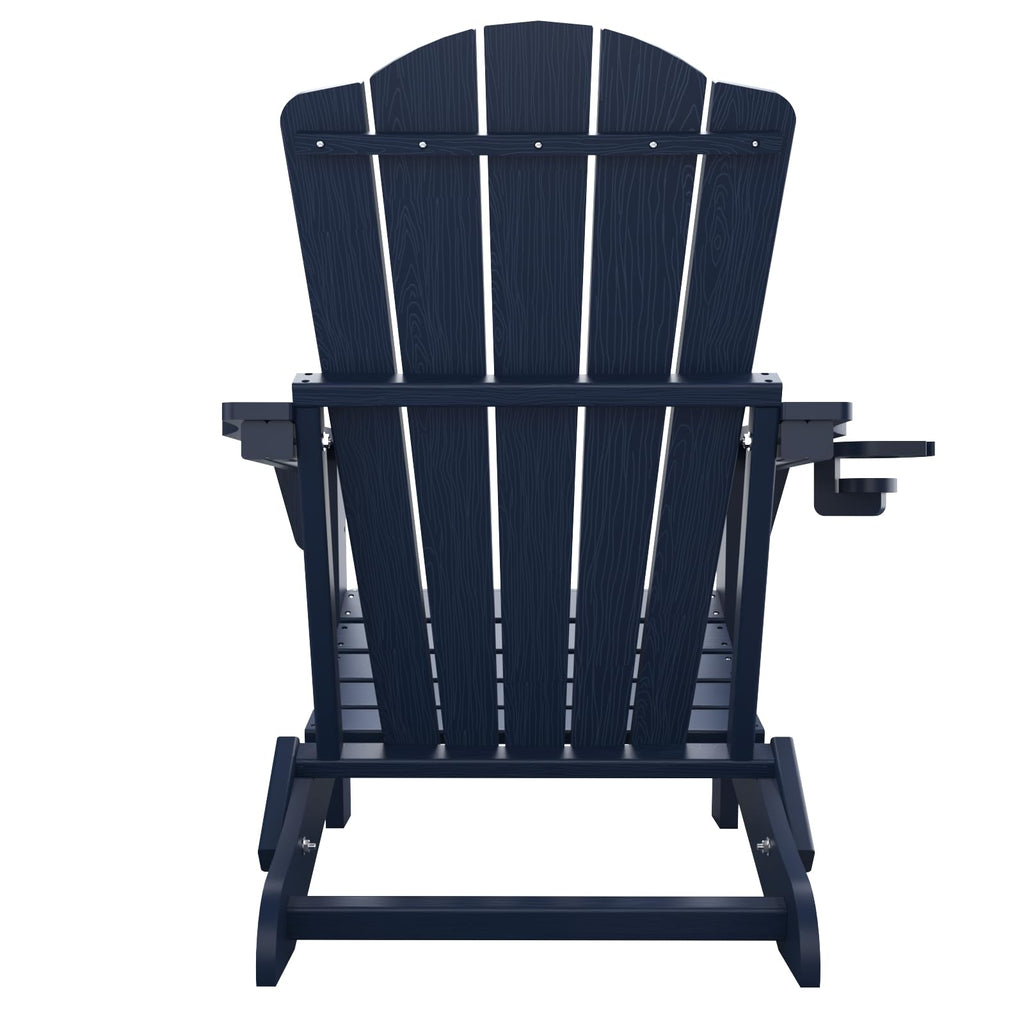 Folding Adirondack Chair Set of 2 HDPE All-Weather Outdoor Chair L124002