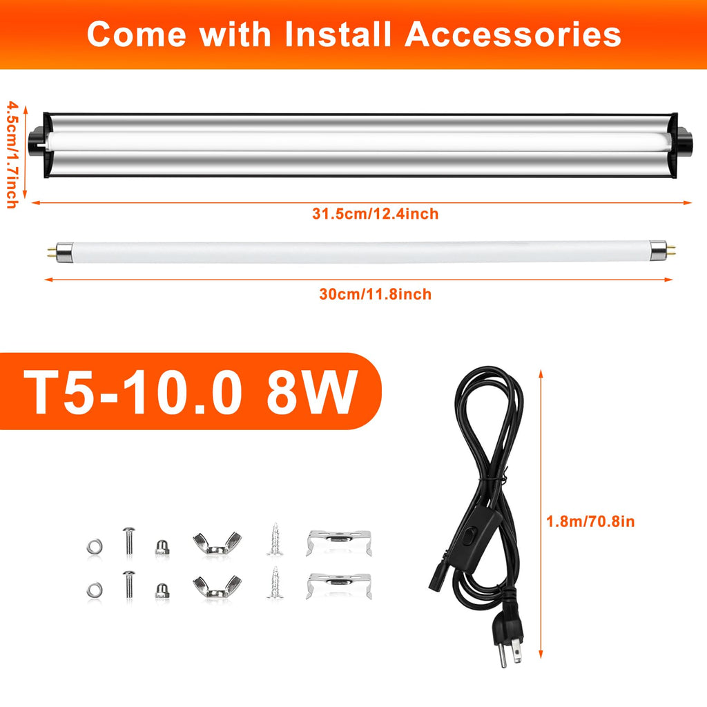 8W T5 10.0 UVB Reptile Light Fixture 12" M789