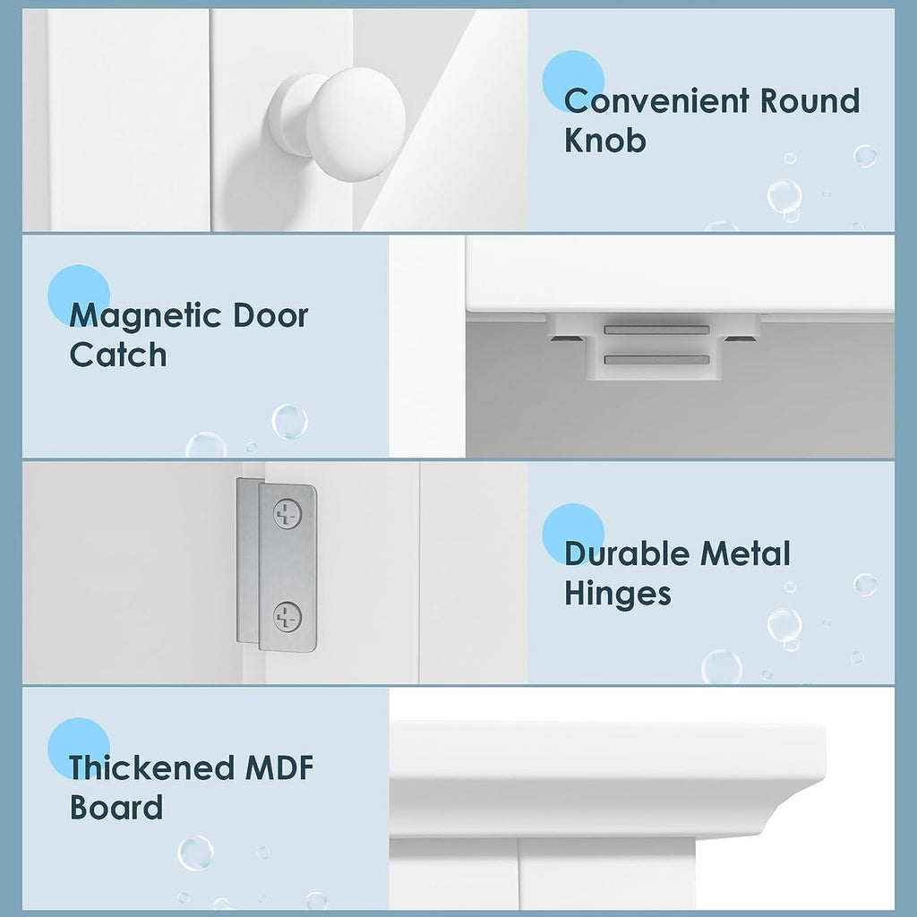 White Wall Mounted Medicine Cabinet with Mirror U14297