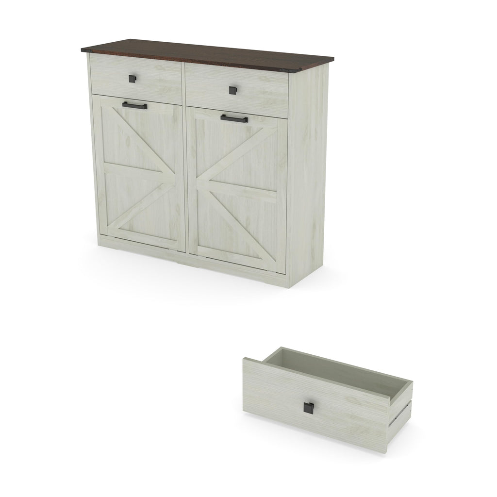 20 Gallon Double Tilt Out Laundry Hamper Cabinet with Drawers U761