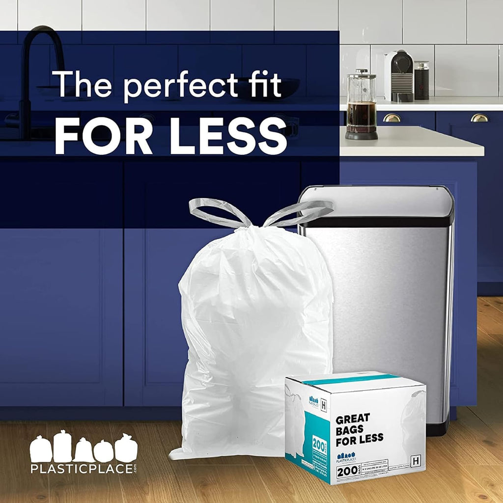 White 8-9 Gallon Drawstring Trash Bags, 100 Count S510609