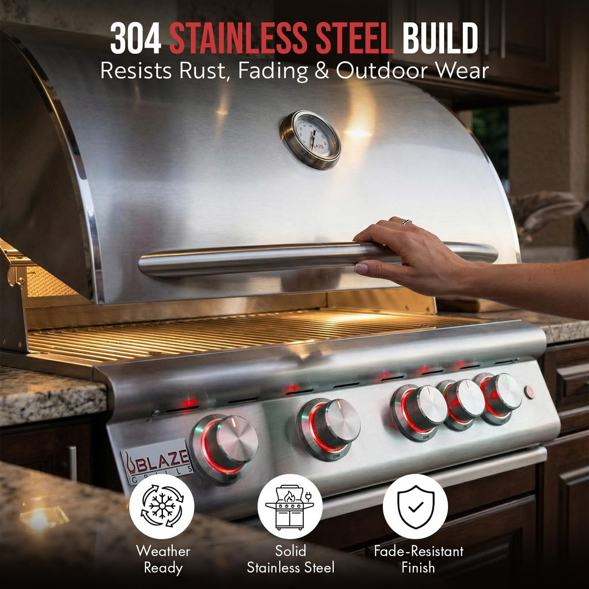 32” Built-in Gas Grill, Double Side Burner, Door & Two Drawers Combo, 20” Refrigerator R3984