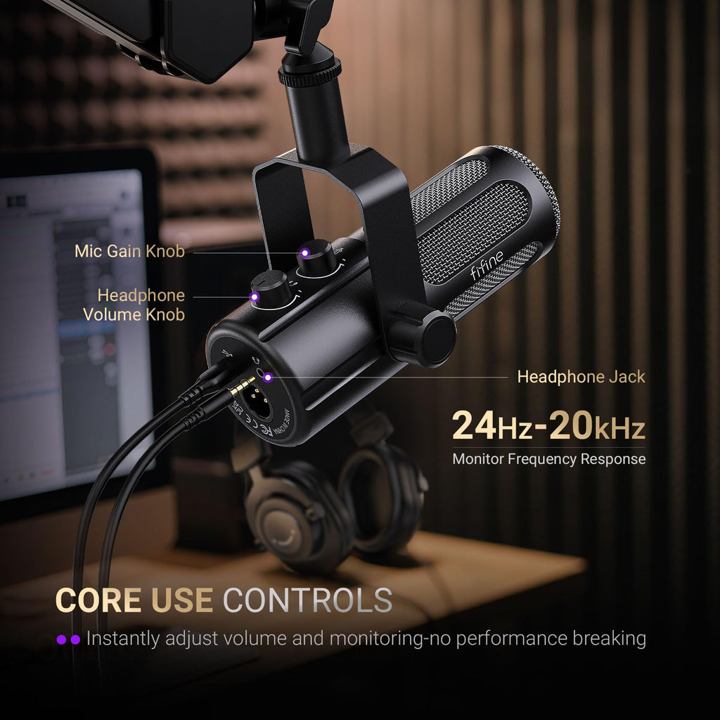 Dynamic Microphone with Boom Arm Kit, XLR/USB Podcast Mic and Stand Bundle with Mute Button N7080