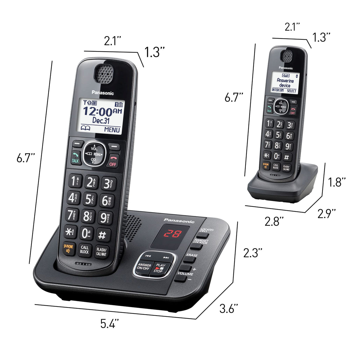 3 Cordless Phones with Answering Machine and Call Blocking T276001
