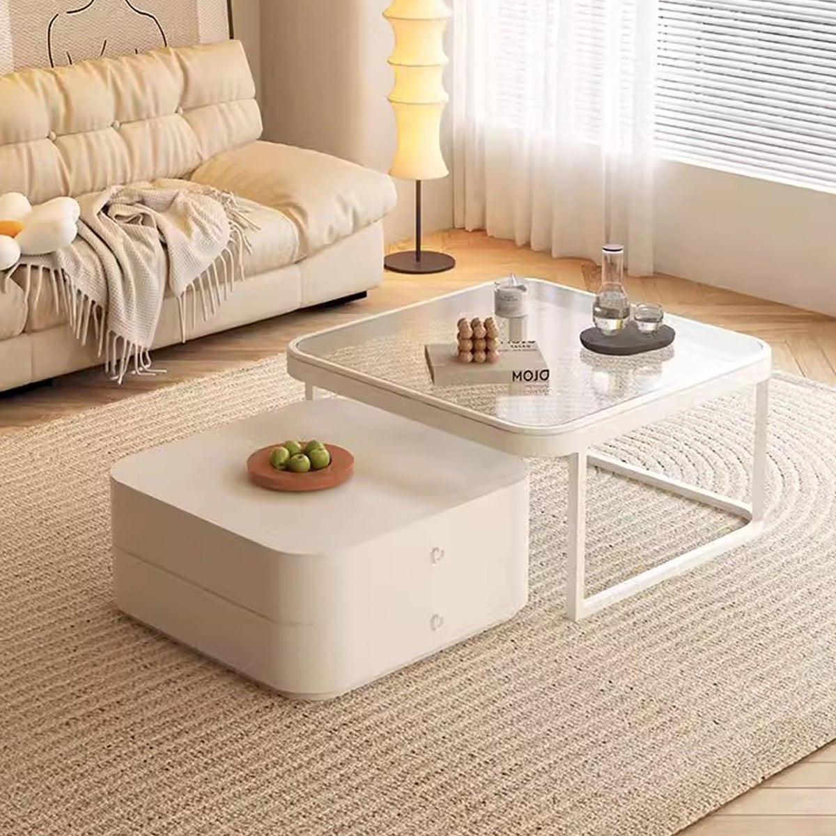 Brown Square Glass Nesting Coffee Table Set of 2 P412500