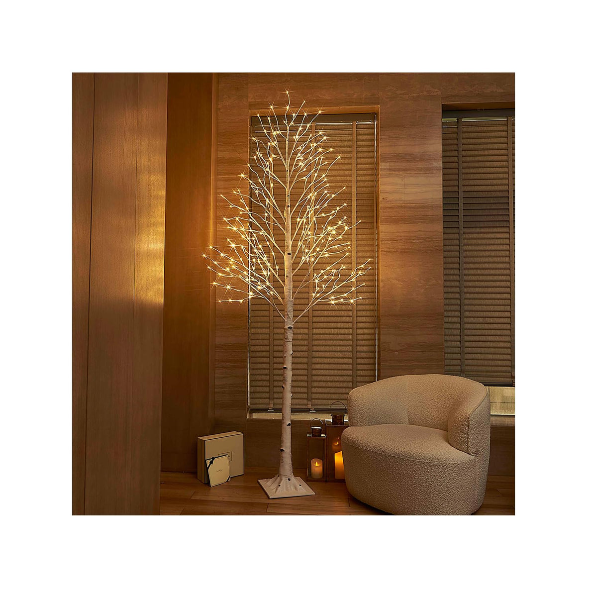 Lighted Birch Tree 8FT 240 Warm White Lights Z253