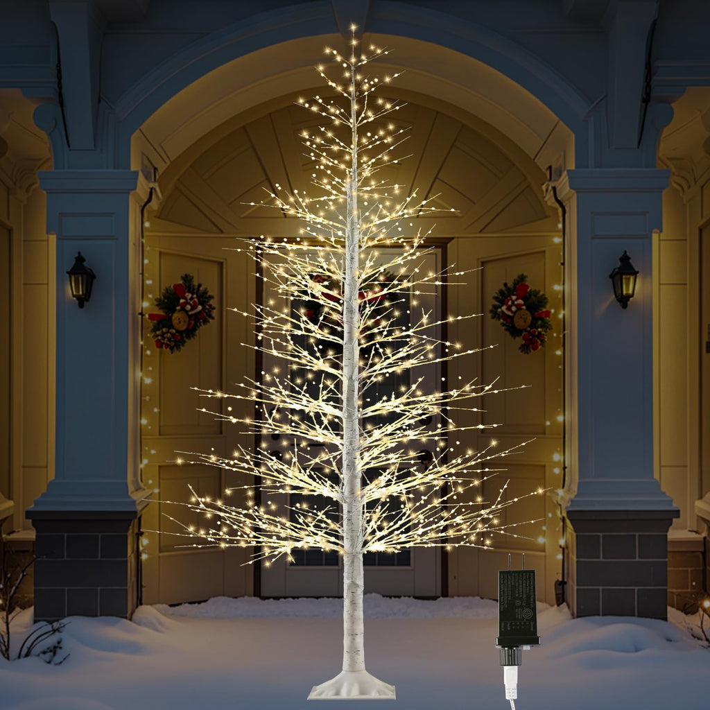 7FT Lighted Birch Tree with 1500 Warm LED Lights W1146