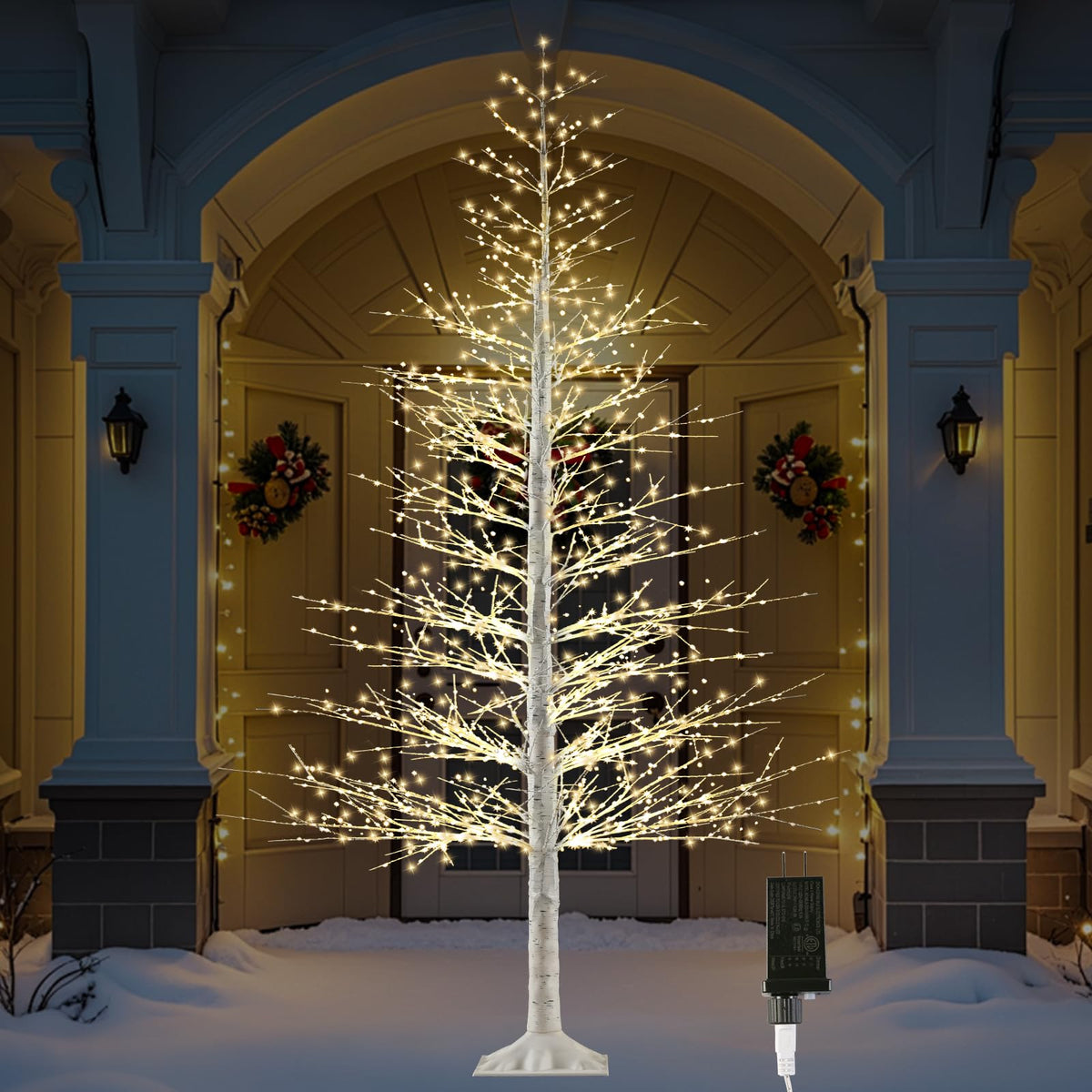7FT Lighted Birch Tree with 1500 Warm LED Lights W1146