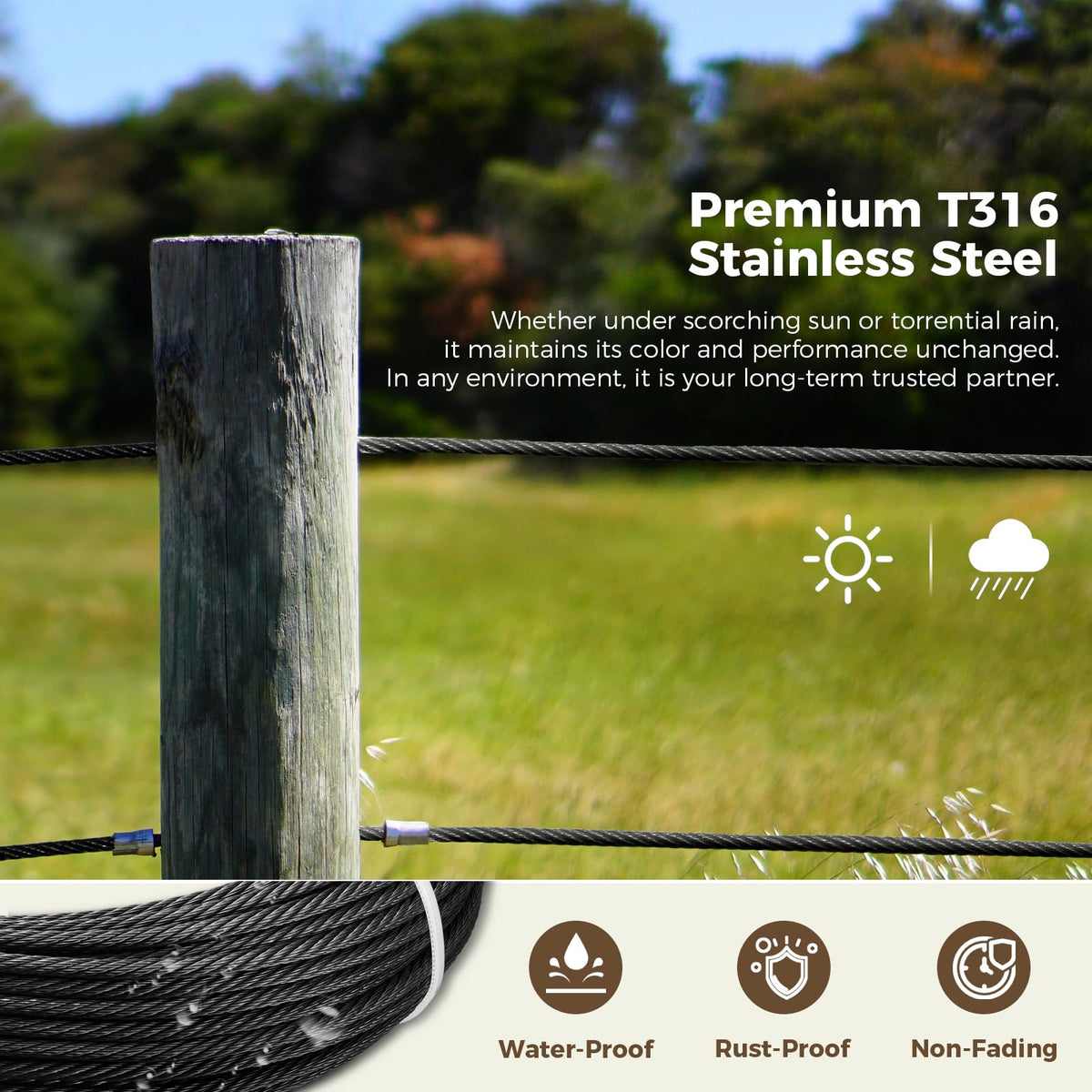 1/8" Black Stainless Steel Cable I810627