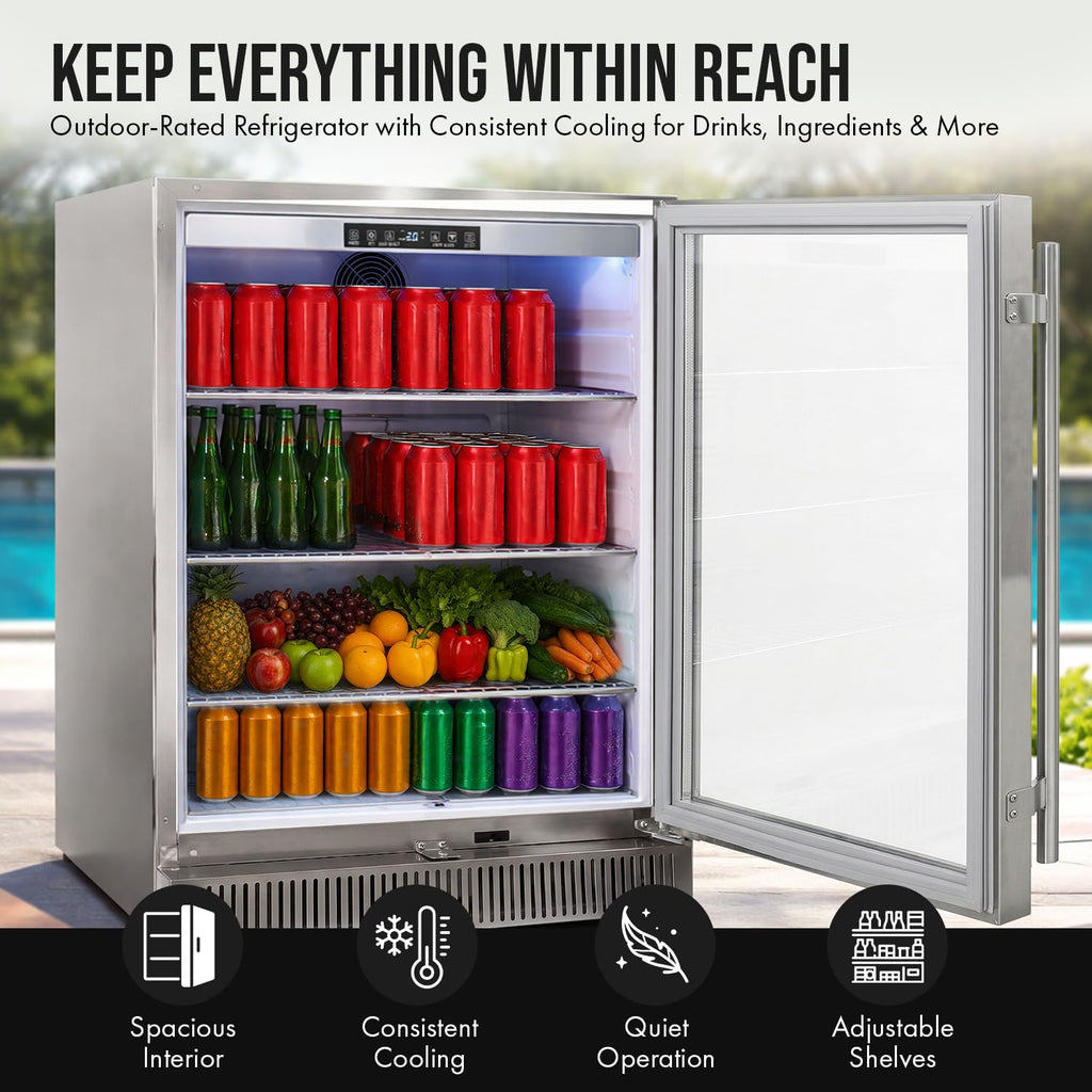 32” Built-in Gas Grill, Double Side Burner, Door & Two Drawers Combo, 20” Refrigerator R3984