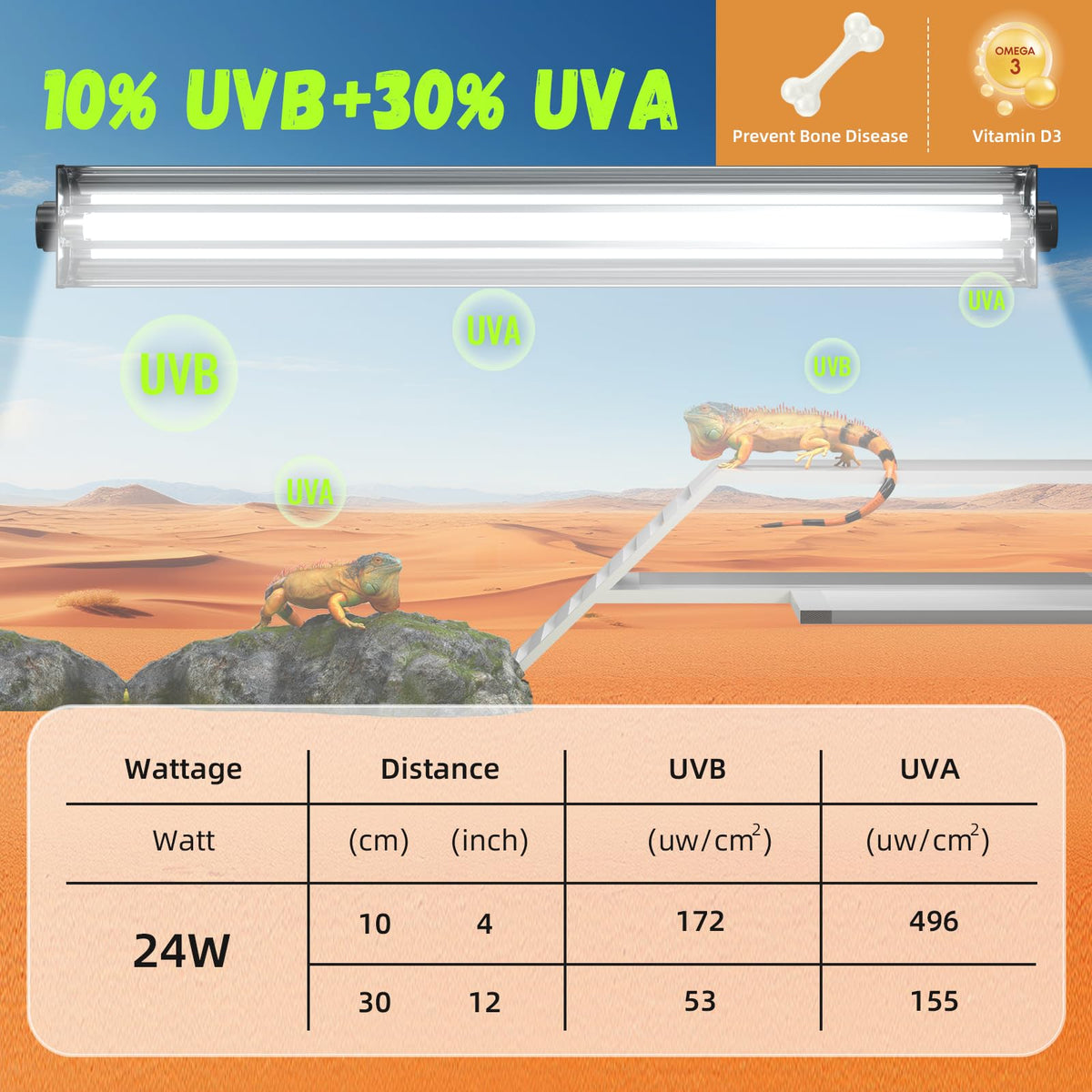 24W 10.0 T5 UVB Reptile Light Fixture Combo Kit 22inch Terrarium Hood P409900