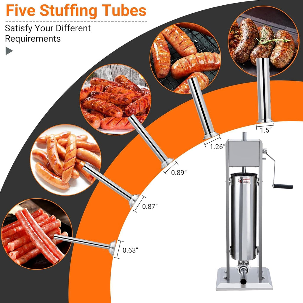 15L Sausage Stuffer with 5 Stainless Steel Tubes U57515