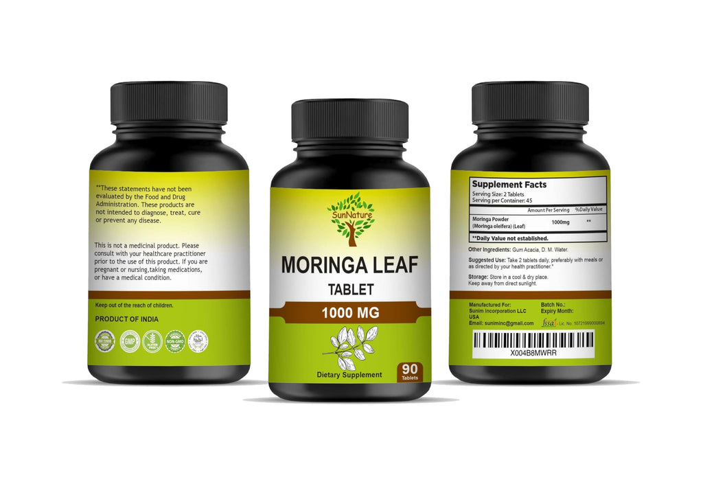 1000 mg Moringa Leaf Tablets, 90 Tablets E360