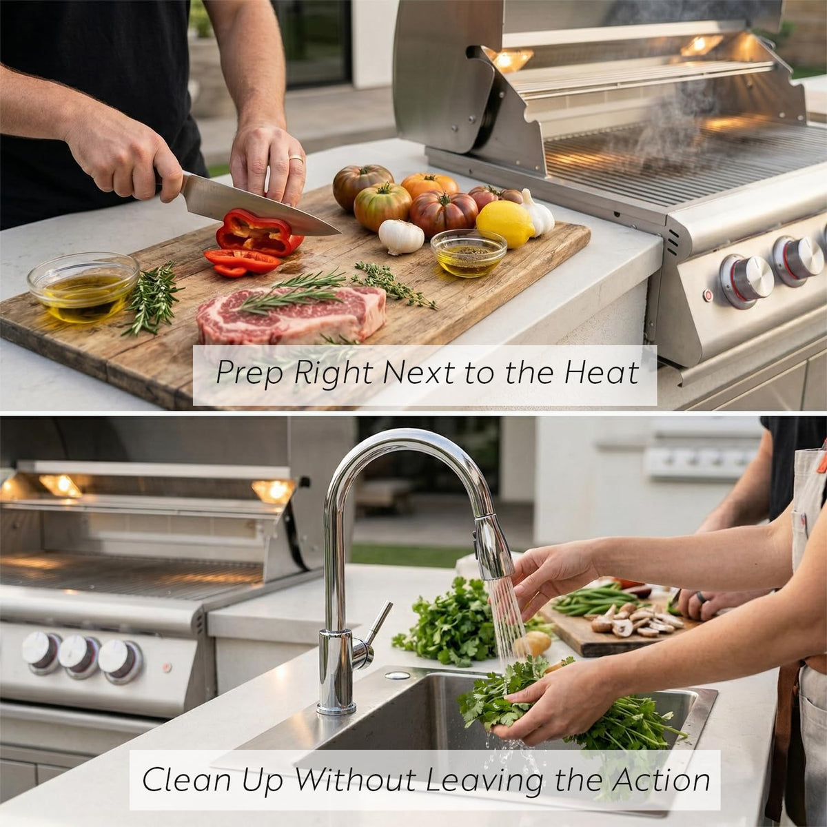32” Built-in Gas Grill, Double Side Burner, Door & Two Drawers Combo, 20” Refrigerator R3984