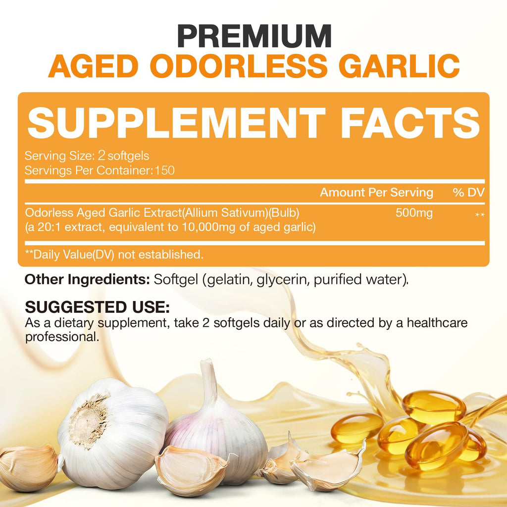Odorless Garlic Extract Softgels 10000mg 300 Count X32219