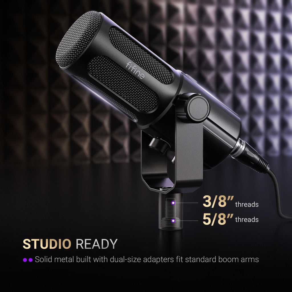 Dynamic Microphone with Boom Arm Kit, XLR/USB Podcast Mic and Stand Bundle with Mute Button N7080