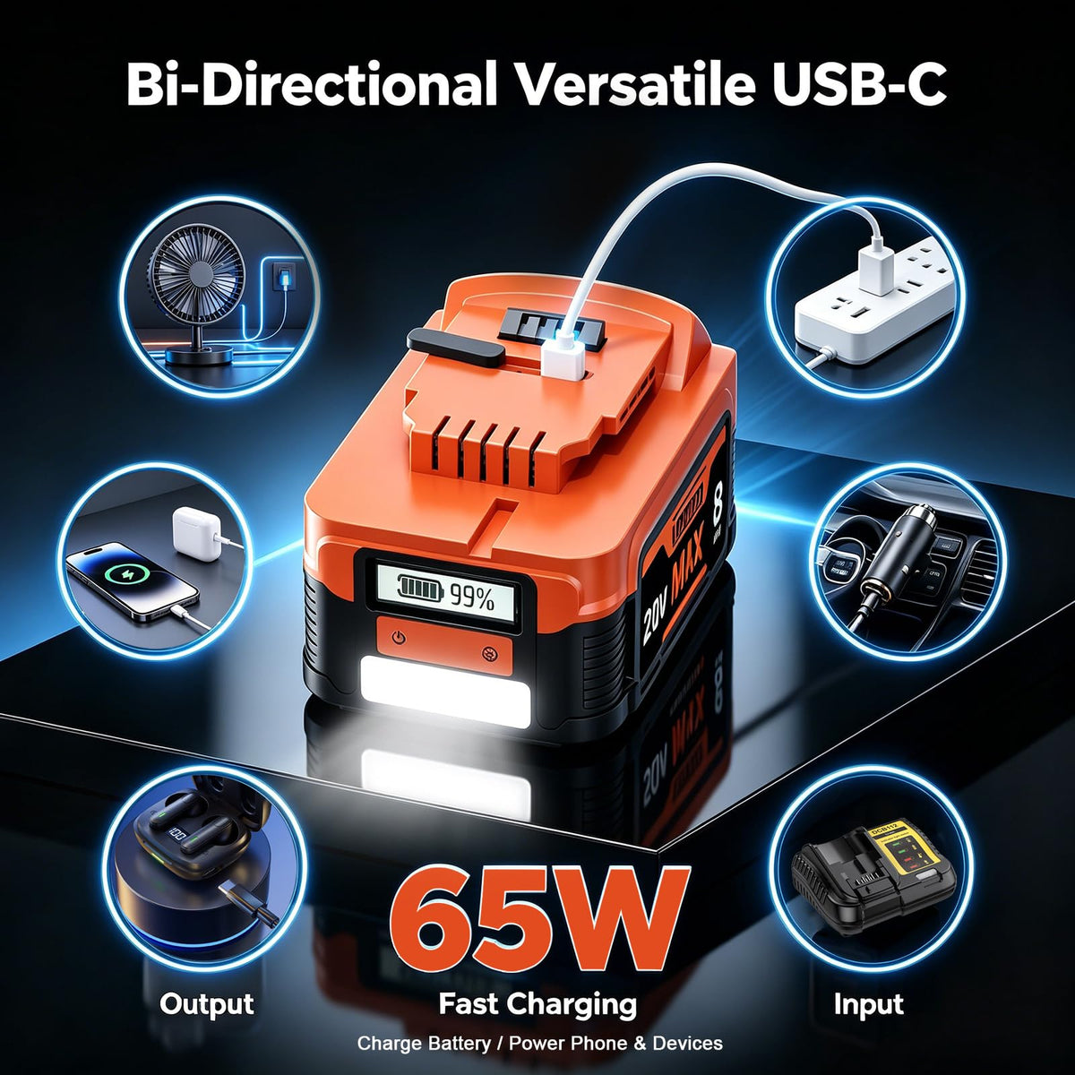 20V Lithium Battery with LCD Display D678