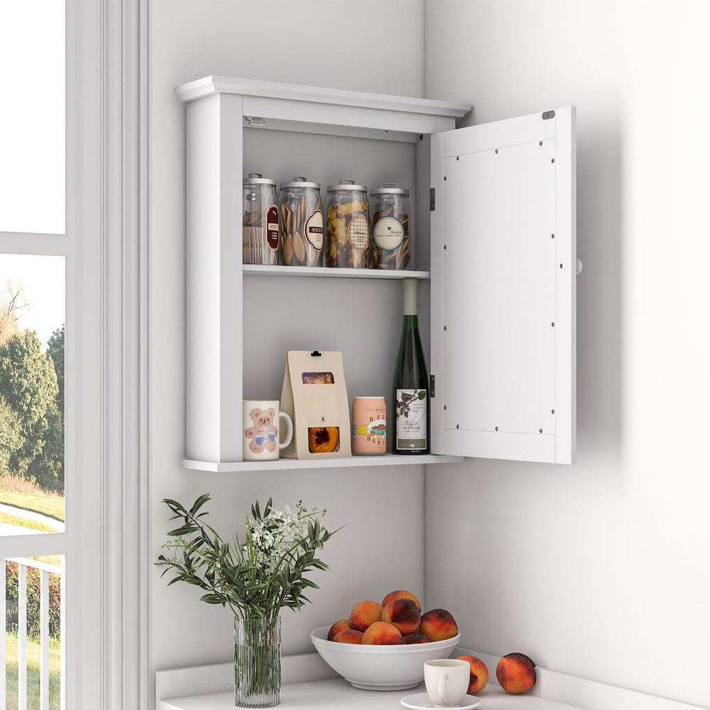 White Wall Mounted Medicine Cabinet with Mirror U14297