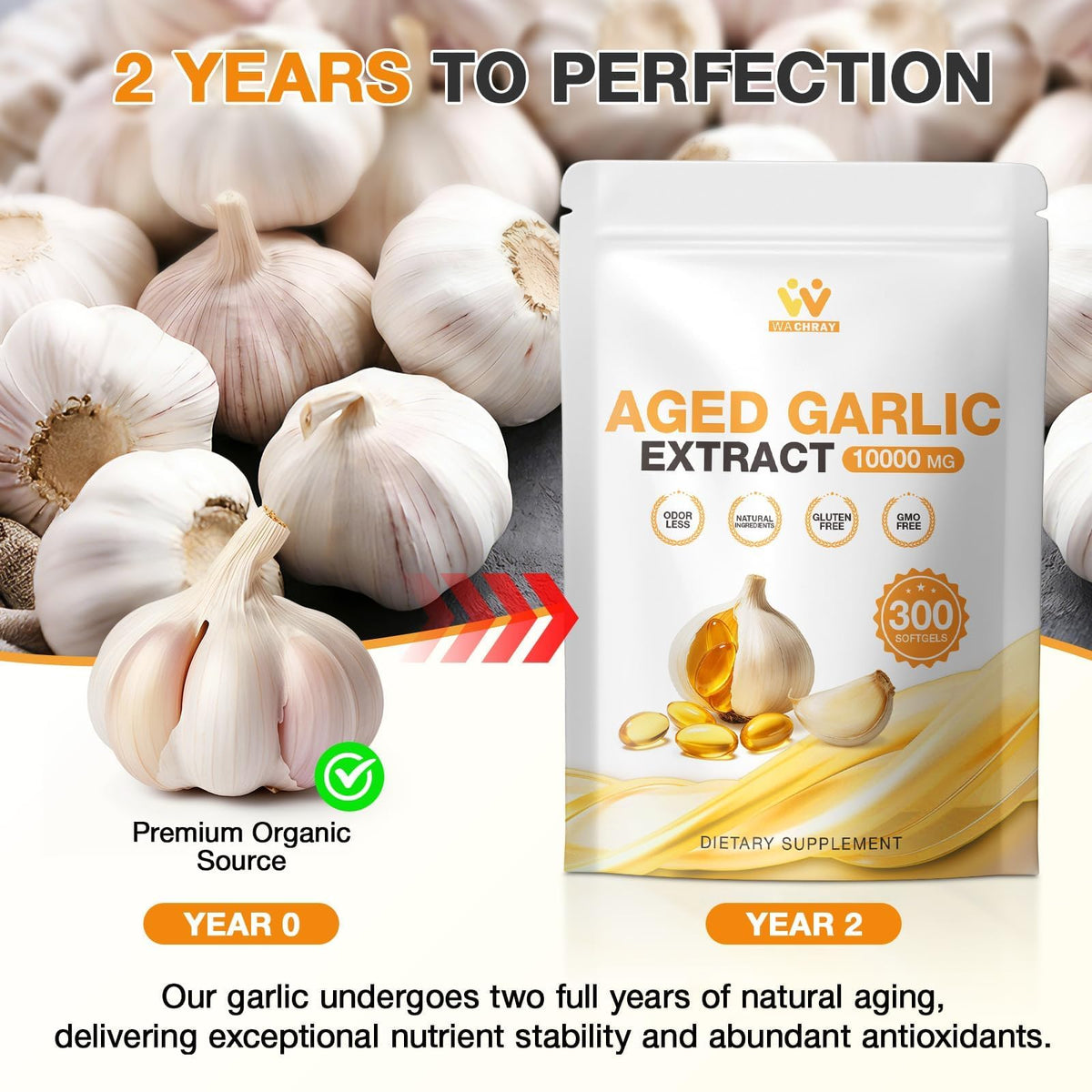 Odorless Garlic Extract Softgels 10000mg 300 Count X32219