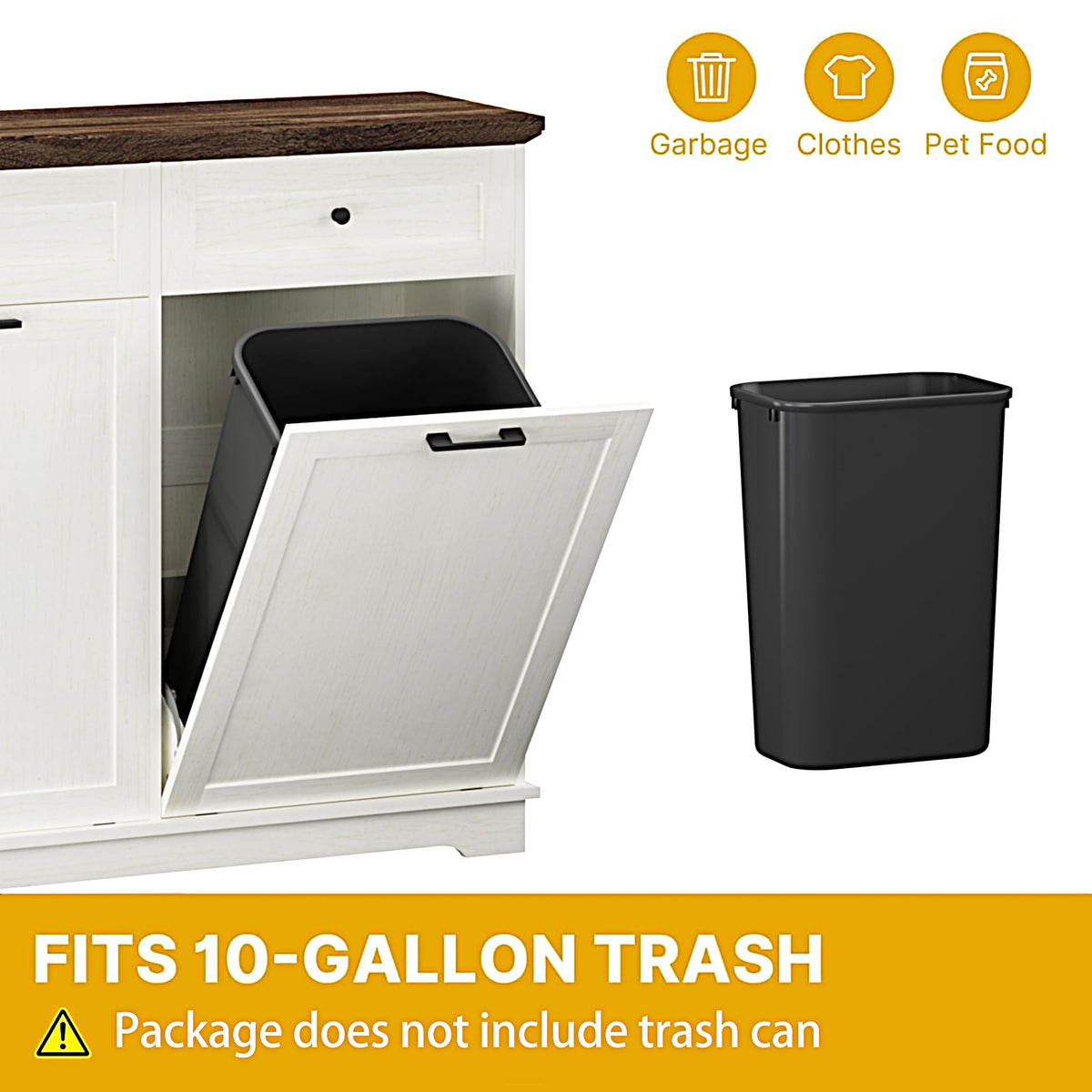 20 Gallon Wooden Tilt Out Trash Can Cabinet with Drawers P160