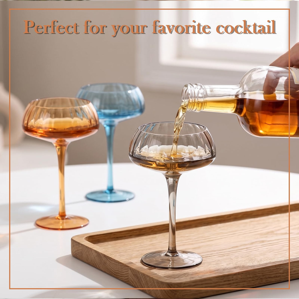 10 oz Colored Coupe Glasses Set of 6 W8344