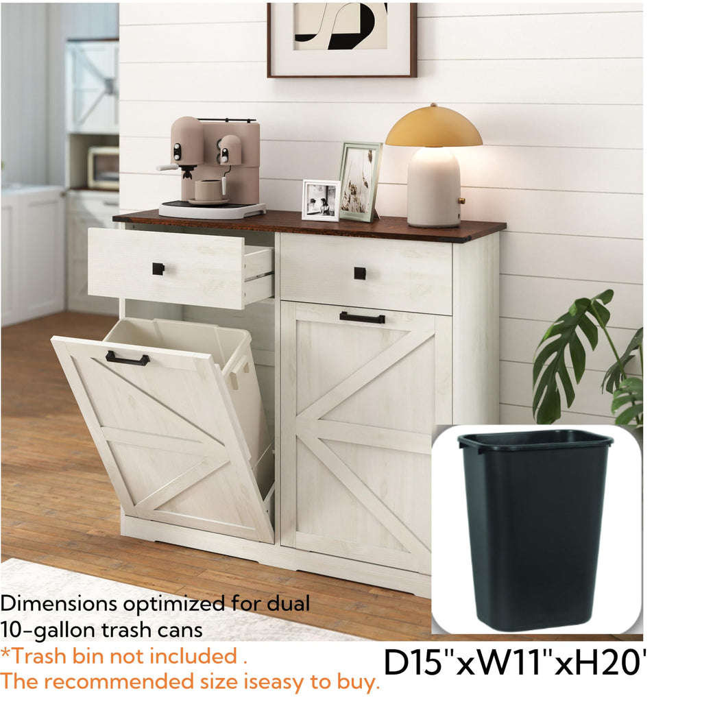 20 Gallon Double Tilt Out Laundry Hamper Cabinet with Drawers U761