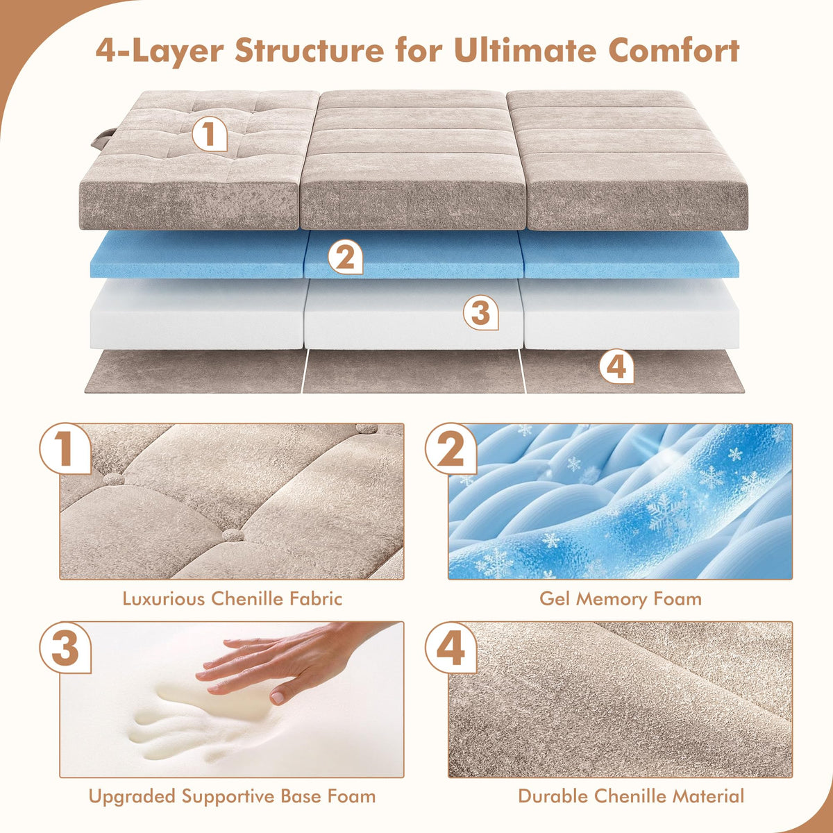 Foldable Twin 4 Inch Memory Foam Mattress G58510