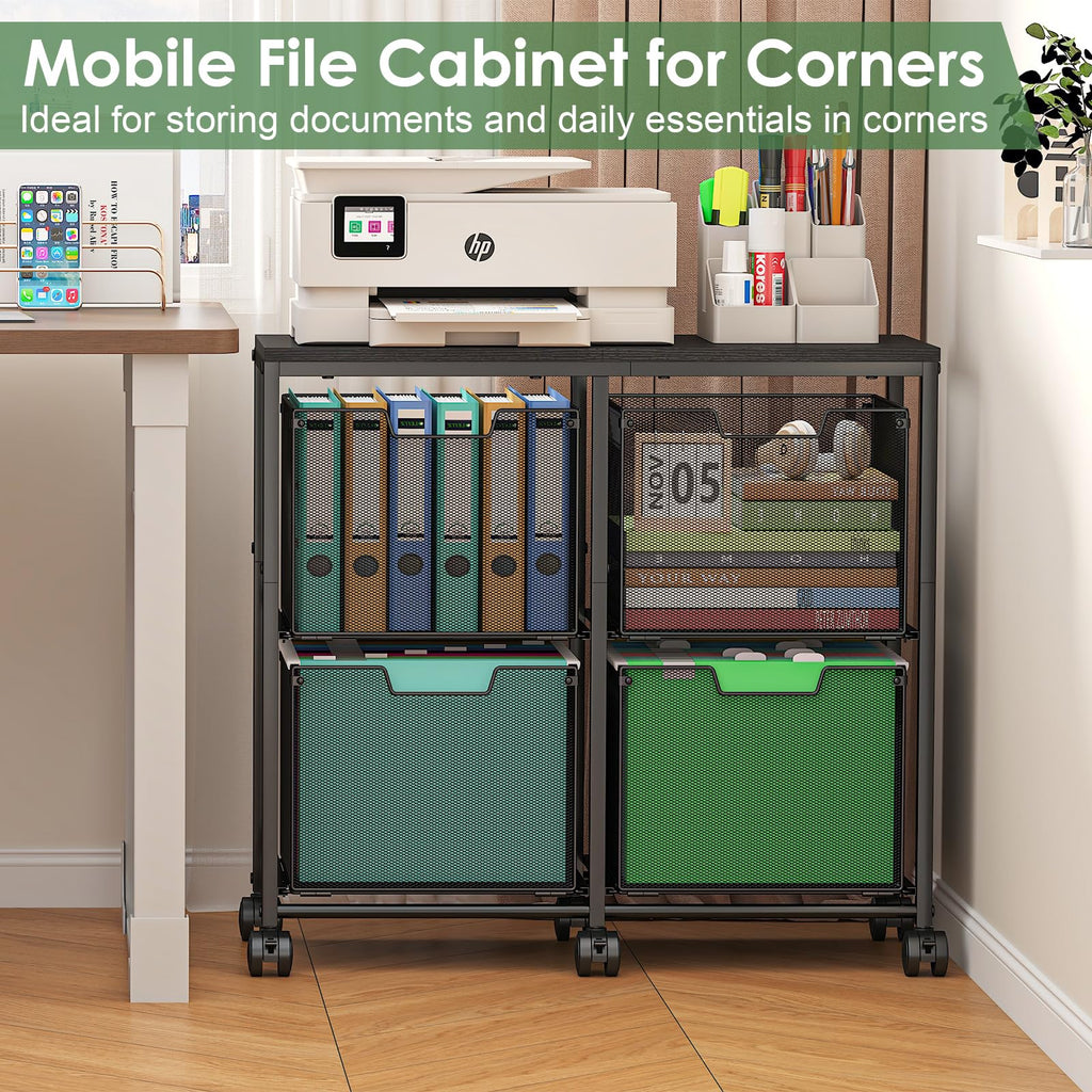 Black 4 Drawer Mobile File Cabinet N7003