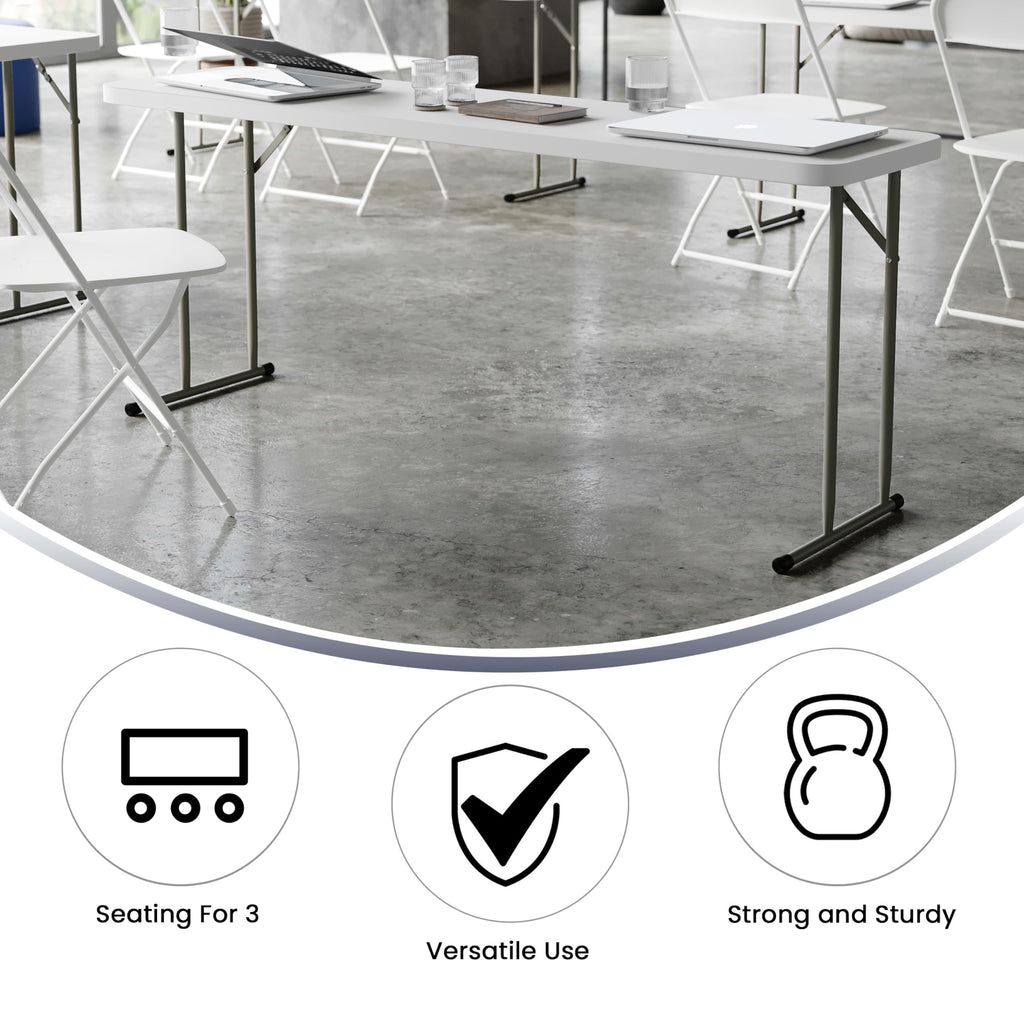 6-Foot Granite White Plastic Folding Training Table C267277