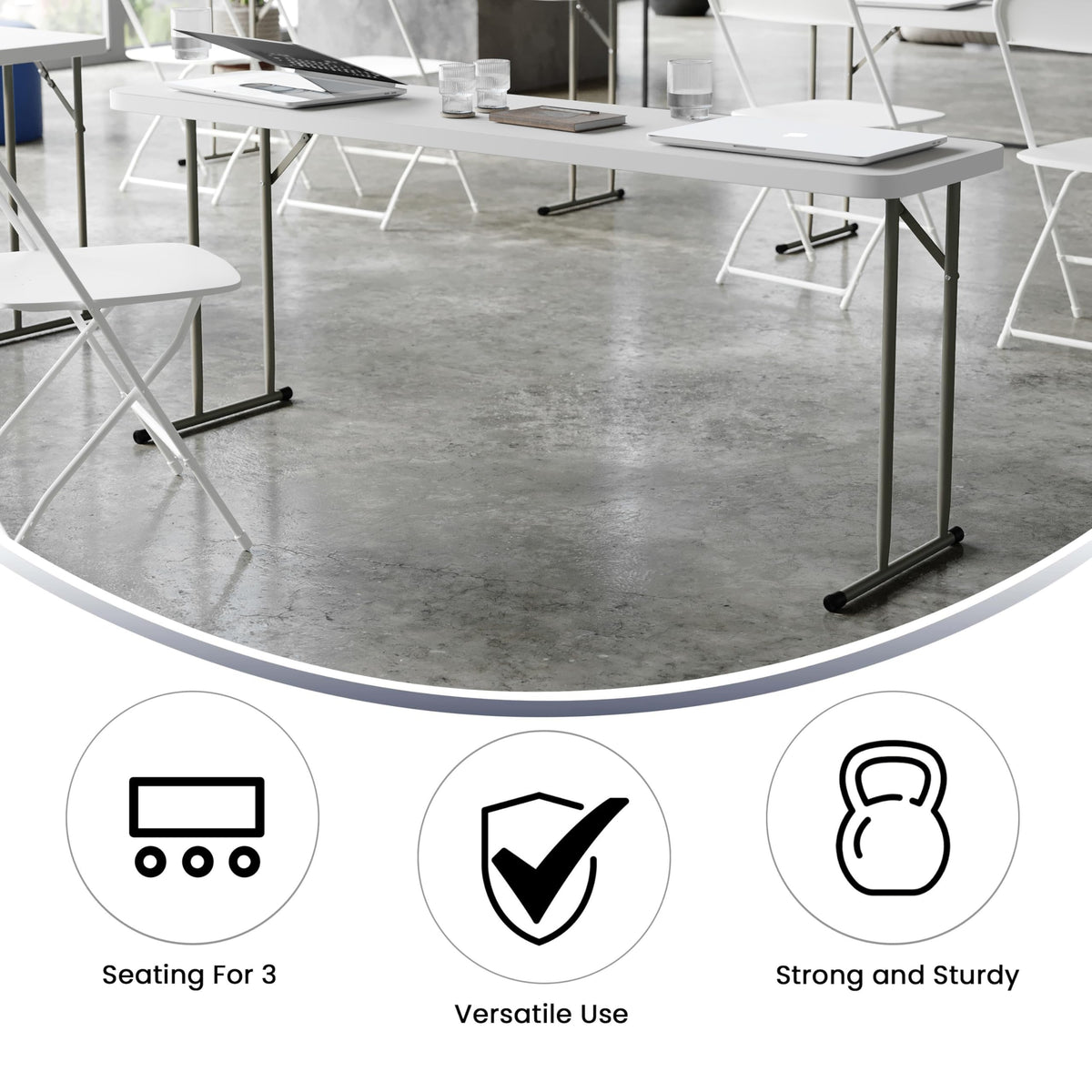 6-Foot Granite White Plastic Folding Training Table C267277