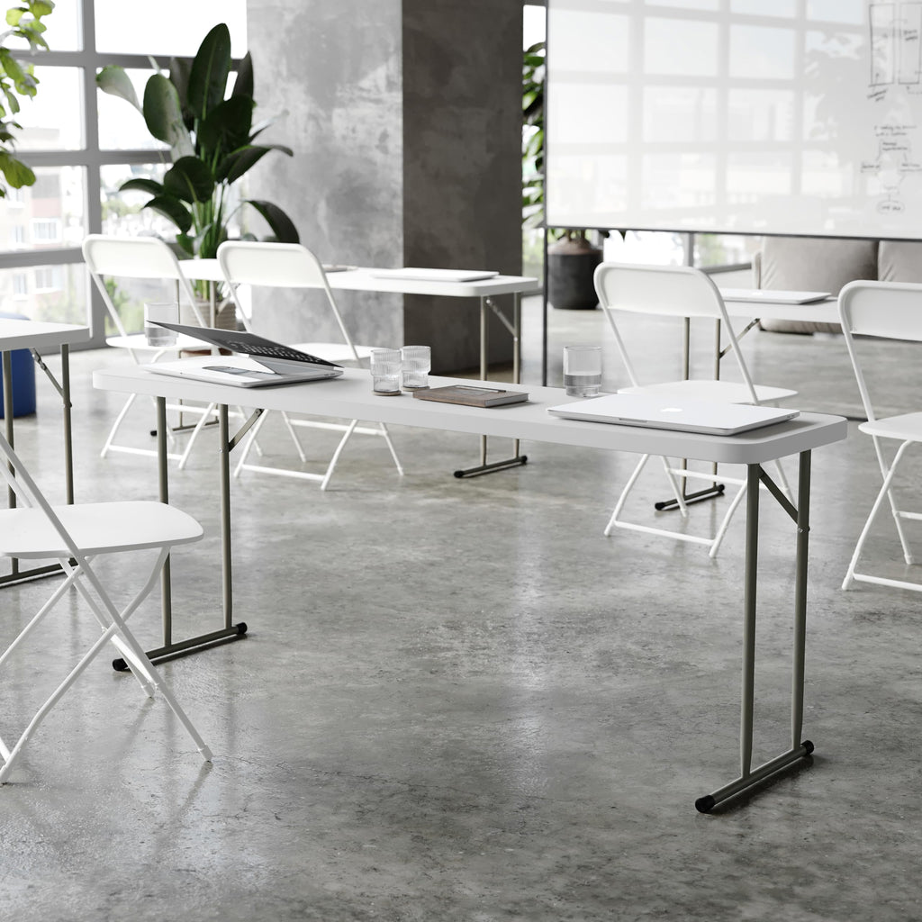 6-Foot Granite White Plastic Folding Training Table C267277