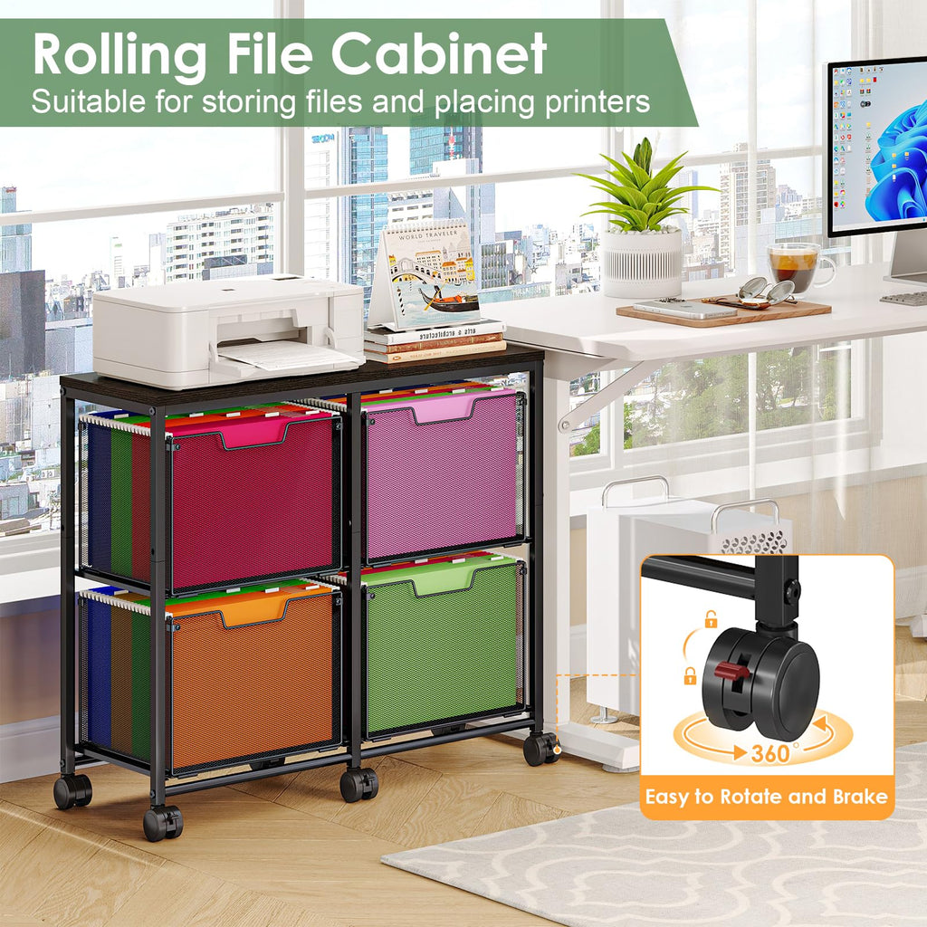 Black 4 Drawer Mobile File Cabinet N7003