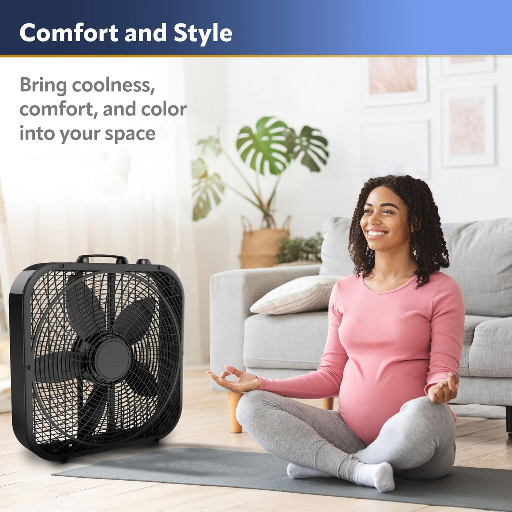 Black 20-inch 3-Speed Box Fan with Handle S915900