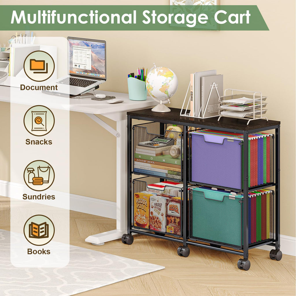 Black 4 Drawer Mobile File Cabinet N7003
