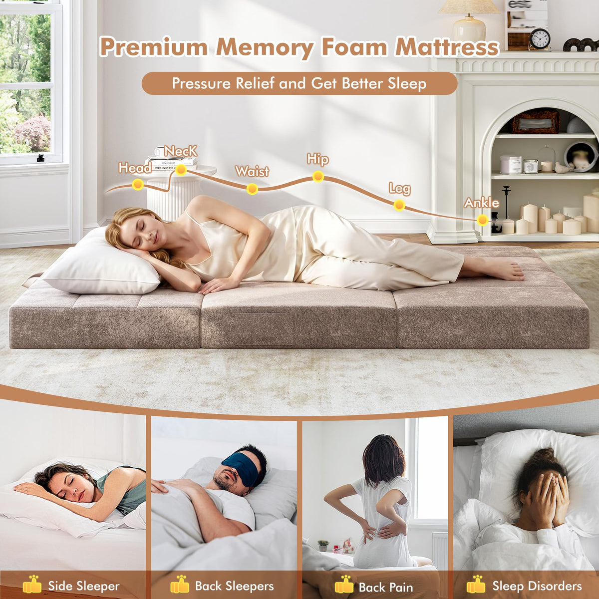 Foldable Twin 4 Inch Memory Foam Mattress G58510