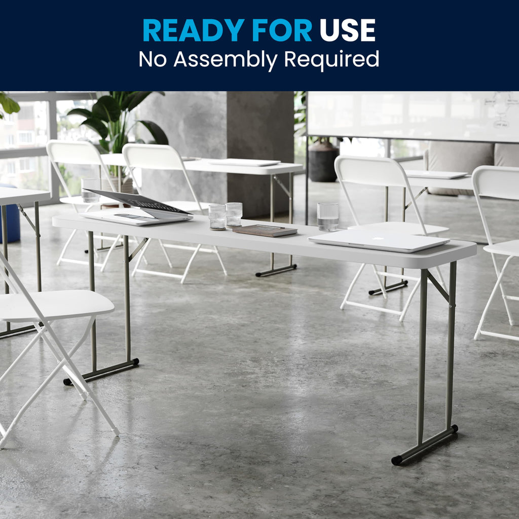 6-Foot Granite White Plastic Folding Training Table C267277