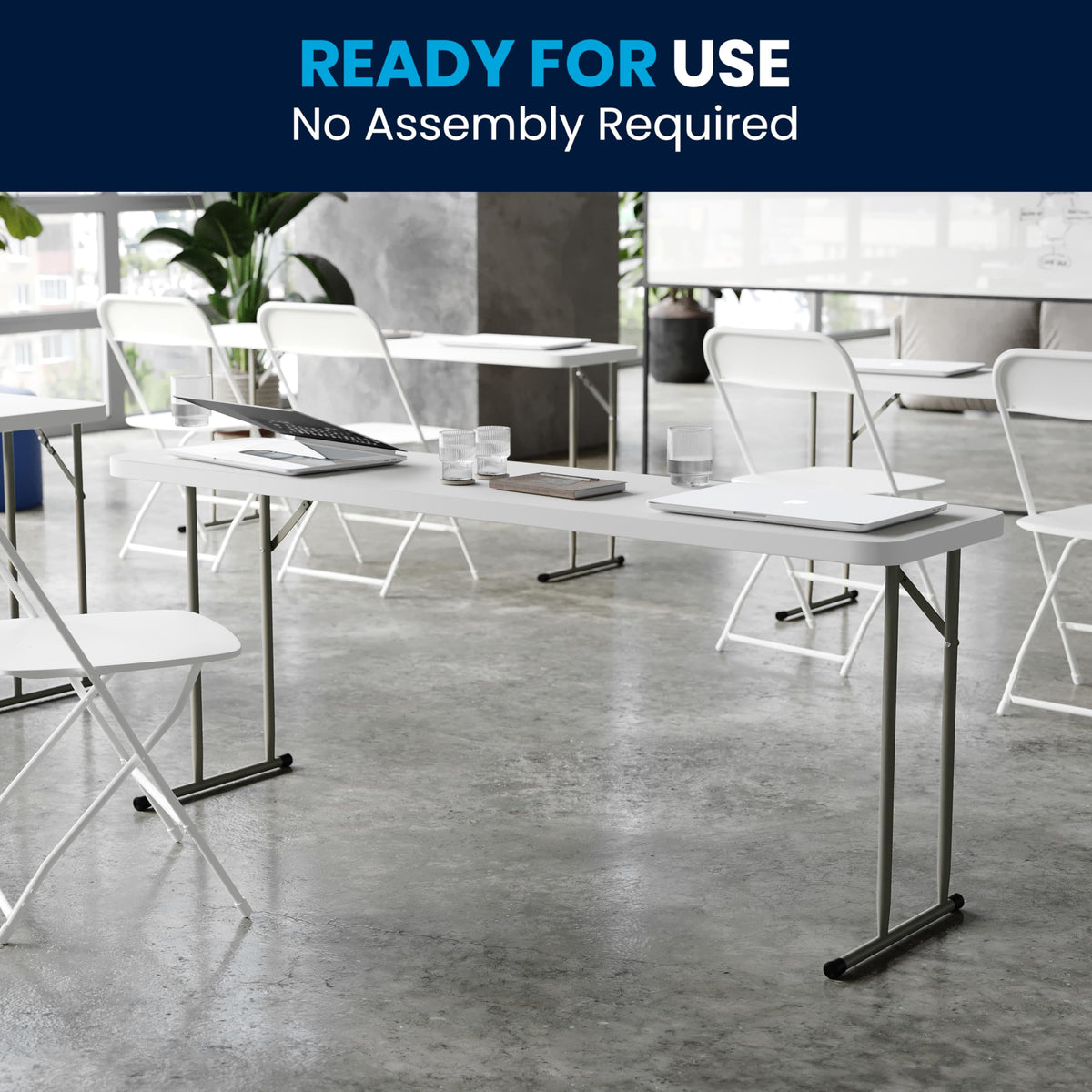 6-Foot Granite White Plastic Folding Training Table C267277