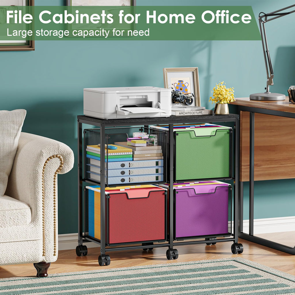 Black 4 Drawer Mobile File Cabinet N7003