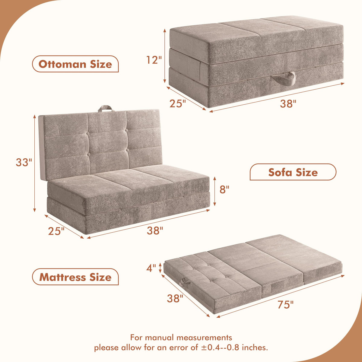 Foldable Twin 4 Inch Memory Foam Mattress G58510
