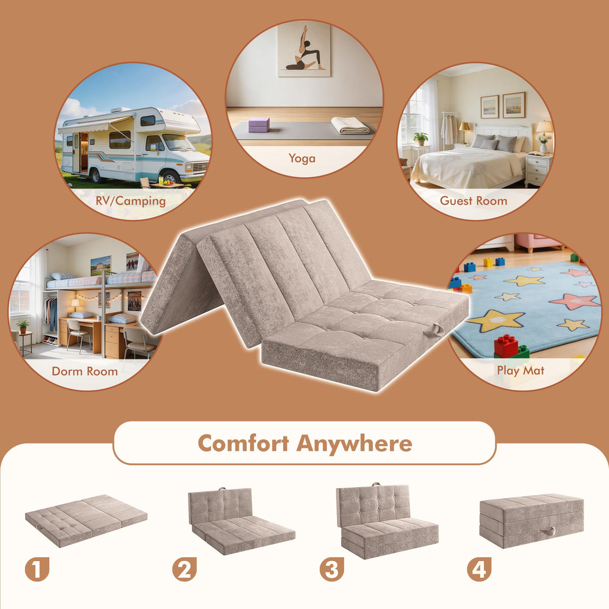 Foldable Twin 4 Inch Memory Foam Mattress G58510