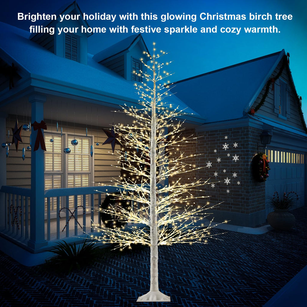 7FT Lighted Birch Tree with 1500 Warm LED Lights W1146