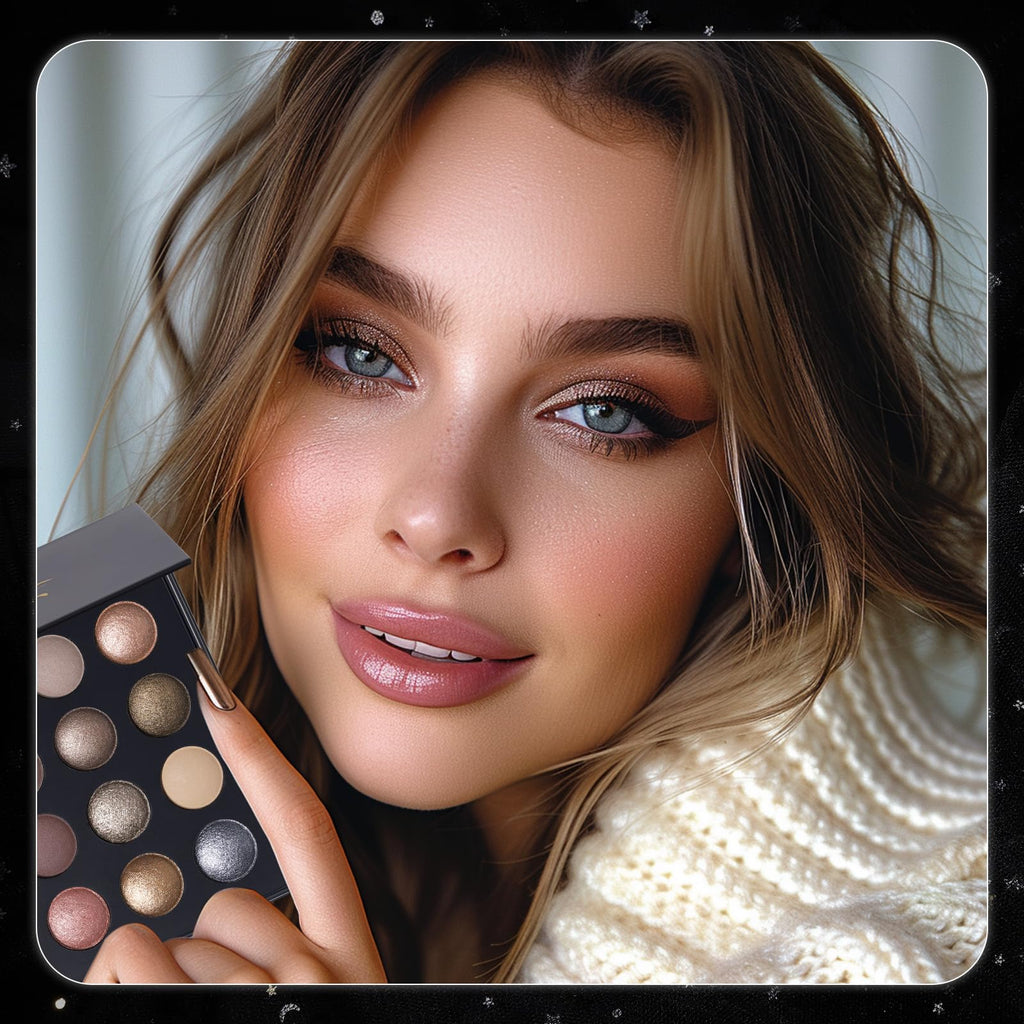 Baked Eyeshadow Makeup Palette 16 Pigmented Soft Neutrals Taupe Earth Tones Smoky Shades Glitter Matte Metallic G381